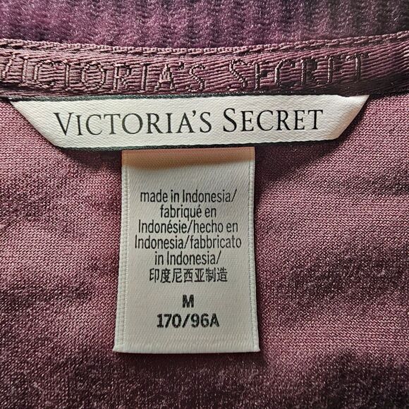 Victorias Secret Velour Lounge Set Purple Ribbed Crewneck Jogger TOP M/PANTS S - Picture 10 of 16